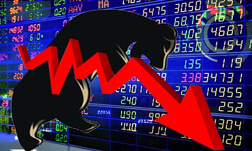 Market turns red, Sensex down 600 points