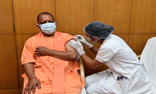 Uttar Pradesh Chief Minister Yogi Adityanath gets 1st dose of Covid vax