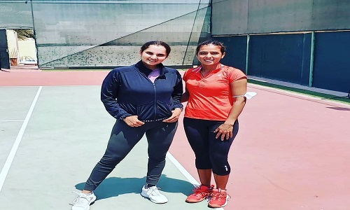 Sania Mirza , Ankita Raina hit the courts in Dubai ahead of tough Latvia tie