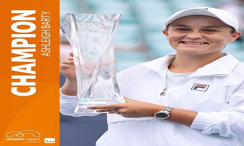 Miami Open: Ashleigh Barty wins title after injured Andreescu retires