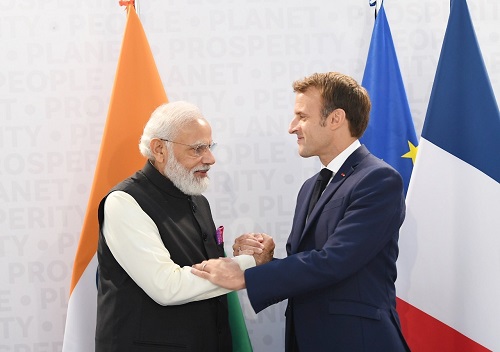 Prime Minister Narendra Modi holds bilateral meet with French President Emmanuel Macron
