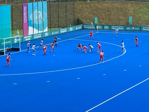 Indian Women's Hockey Team on Tuesday sailed into the semifinals of the 19th Asian Games, with a resounding 13-0 win over Hong Kong China in their last Pool A match, here on Tuesday.