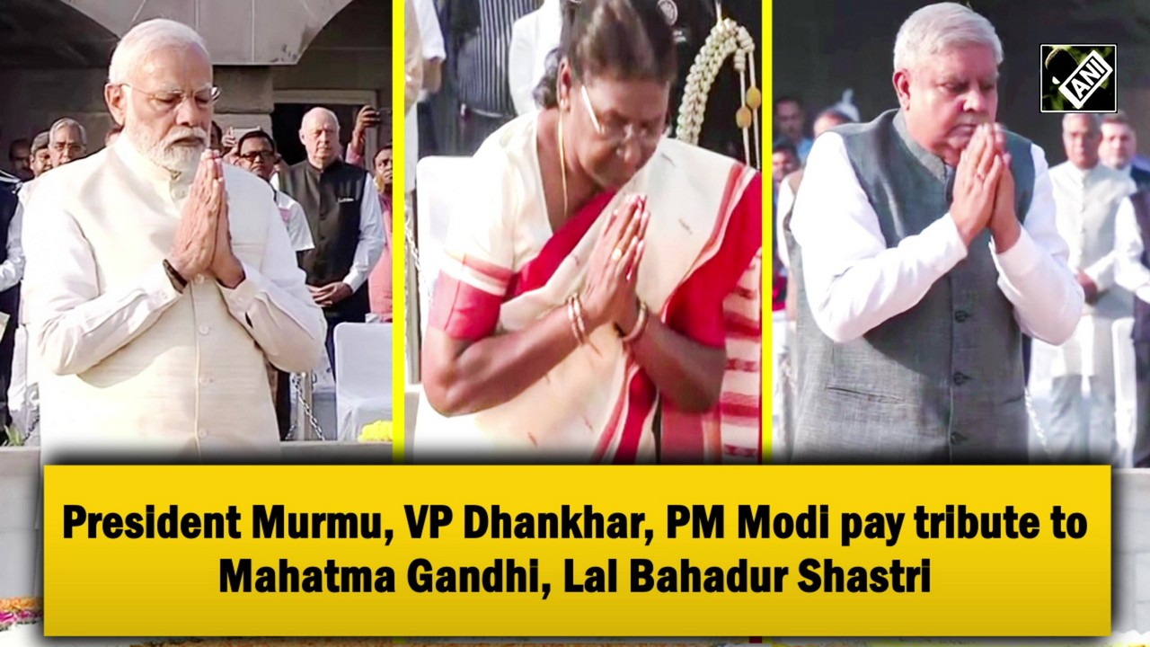 President Droupadi Murmu, VP Jagdeep Dhankhar, PM Narendra Modi pay tribute to Mahatma Gandhi, Lal Bahadur Shastri