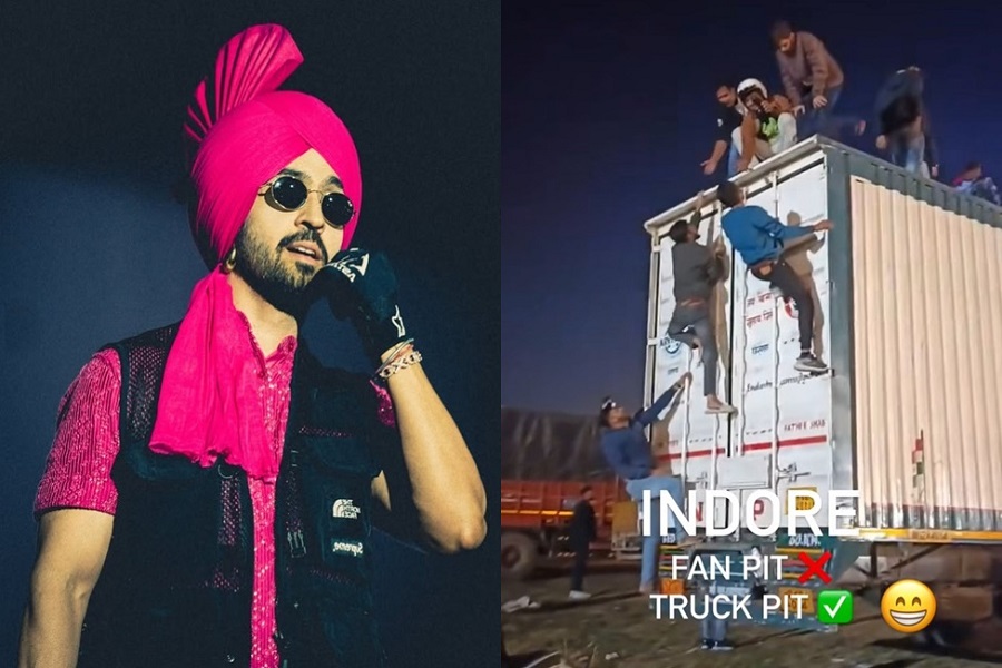 Diljit shares hilarious image of fans climbing on truck's roof to get a glimpse of concert