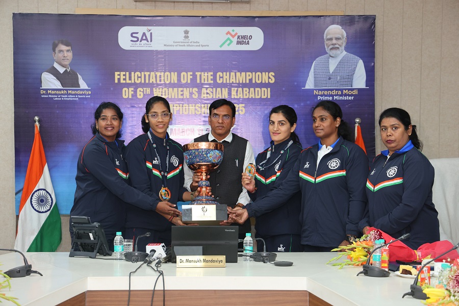 Sports Minister felicitates women`s kabaddi team for winning Asian title