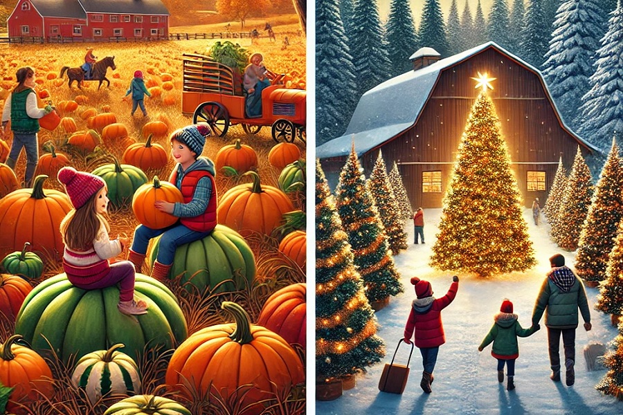 Seasonal Adventures: The Magic of Pumpkin Patches & Christmas Tree Farms