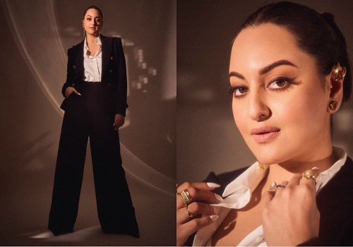 Sonakshi exudes boss lady vibes in wide-legged long trousers, blazer and shirt