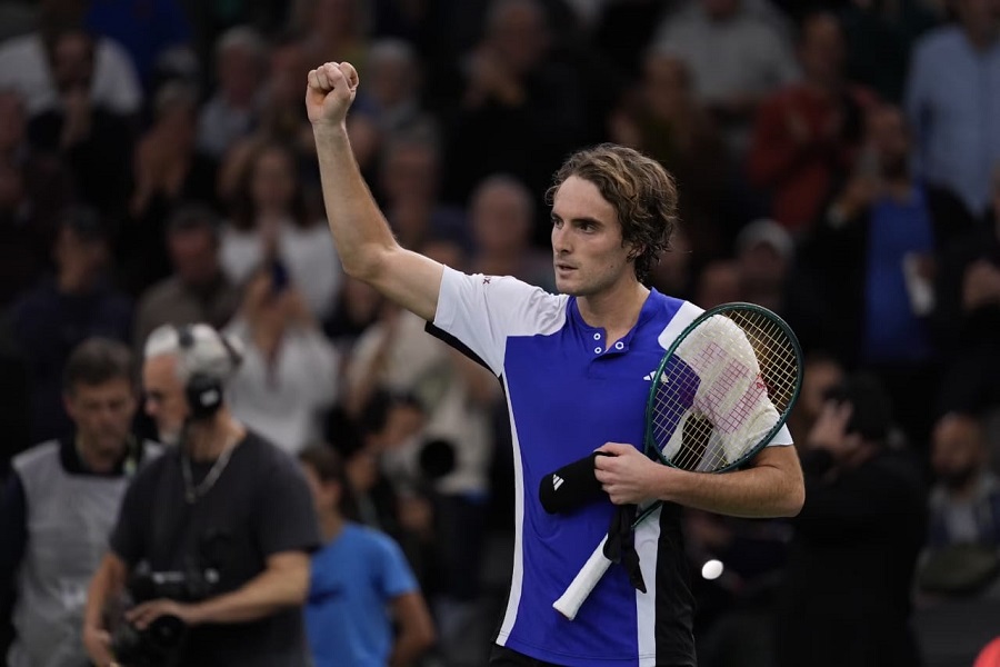 Tsitsipas overcomes stomach ache to win in Paris opener