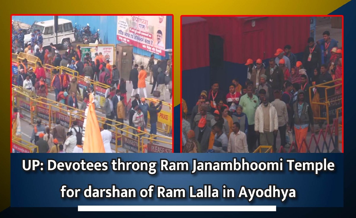 Uttar Pradesh` Devotees throng Ram Janambhoomi Temple for darshan of Ram Lalla in Ayodhya
