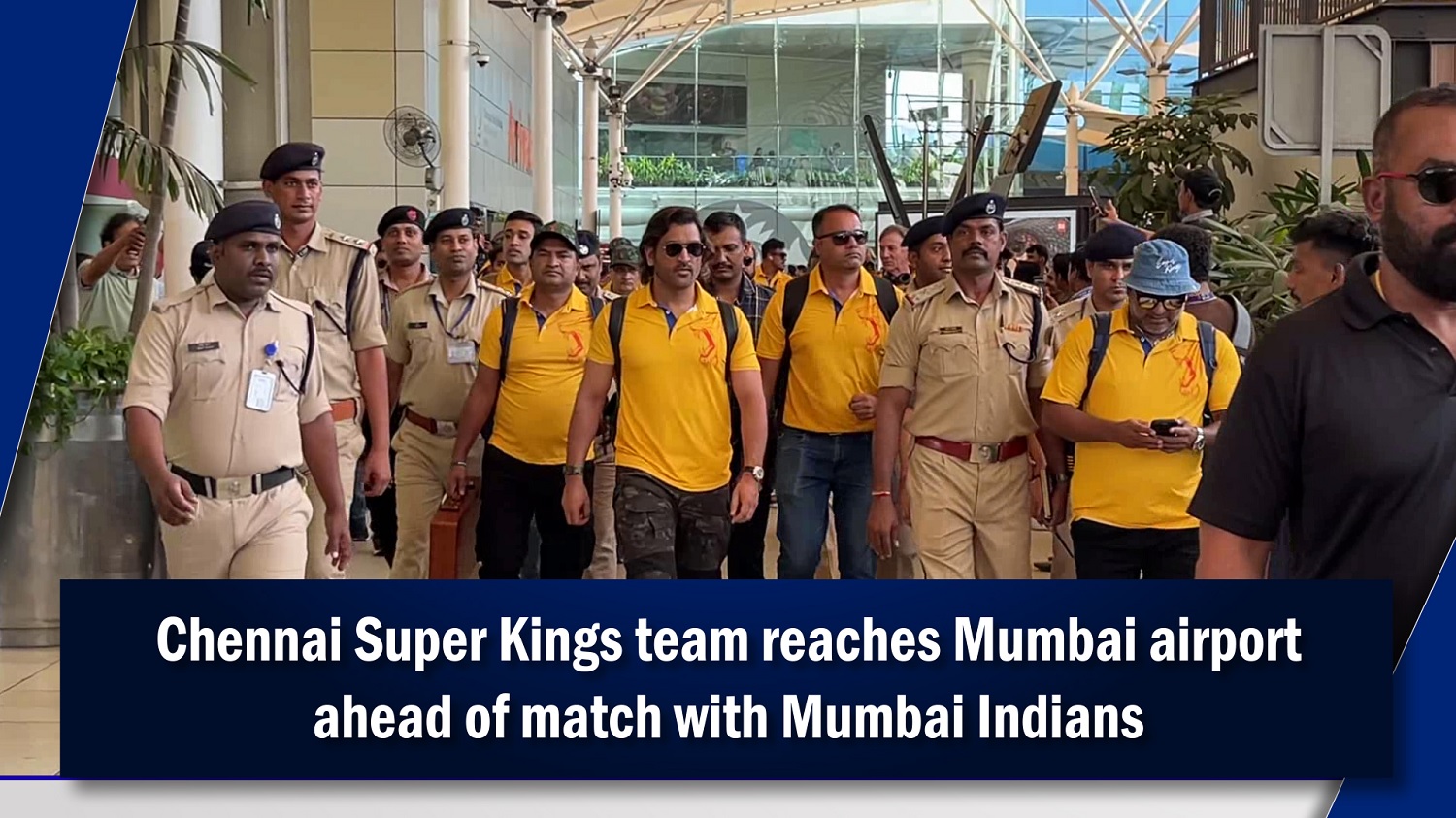 Chennai Super Kings team reaches Mumbai airport ahead of match with Mumbai Indians