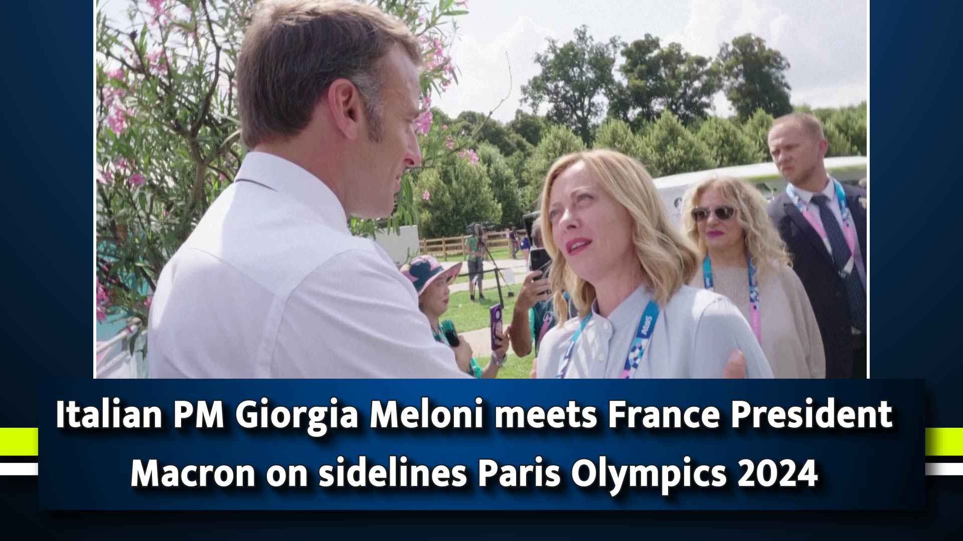 Italian PM Giorgia Meloni meets France President Macron on sidelines Paris Olympics 2024