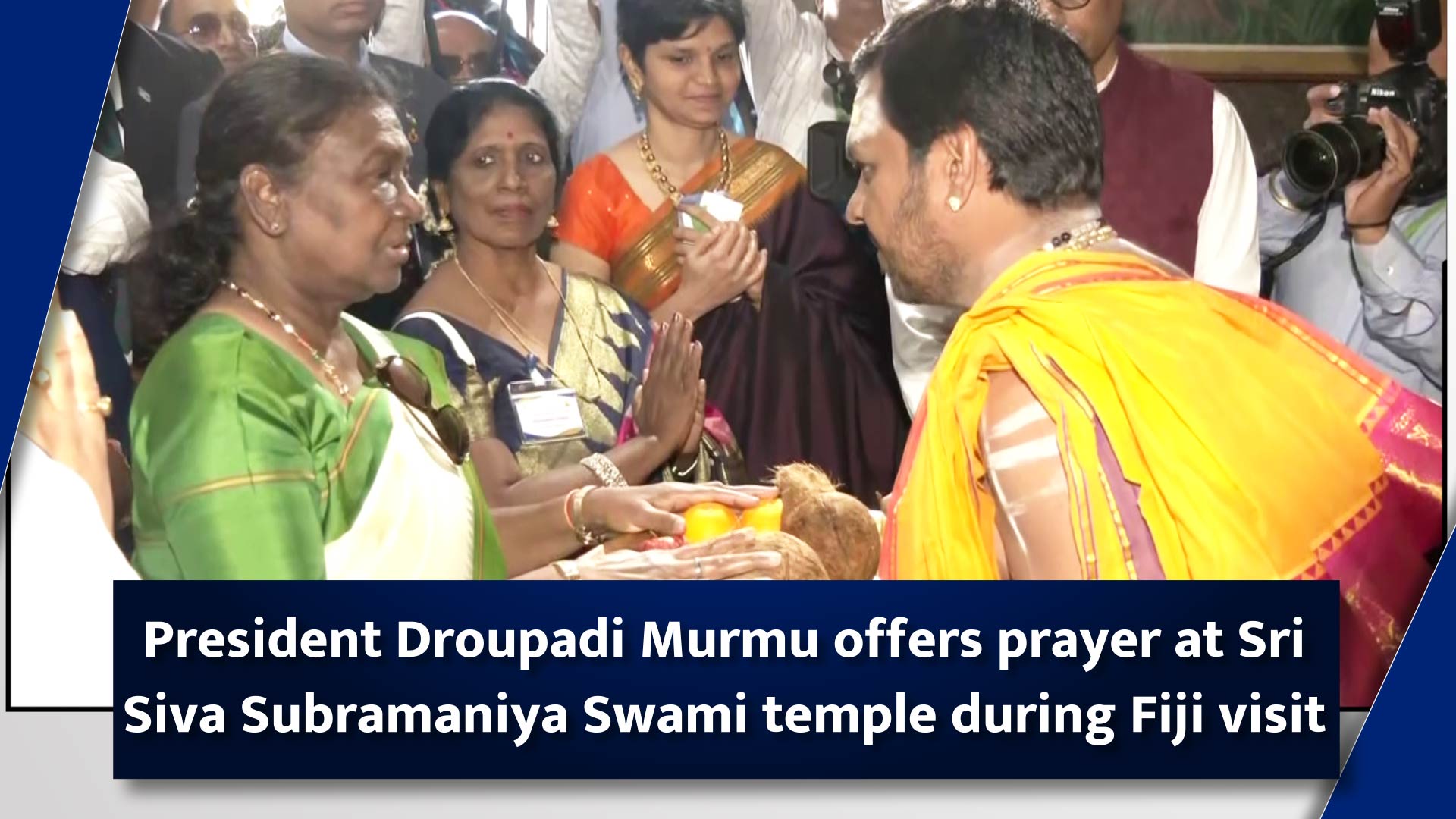 President Droupadi Murmu offers prayer at Sri Siva Subramaniya Swami temple during Fiji visit