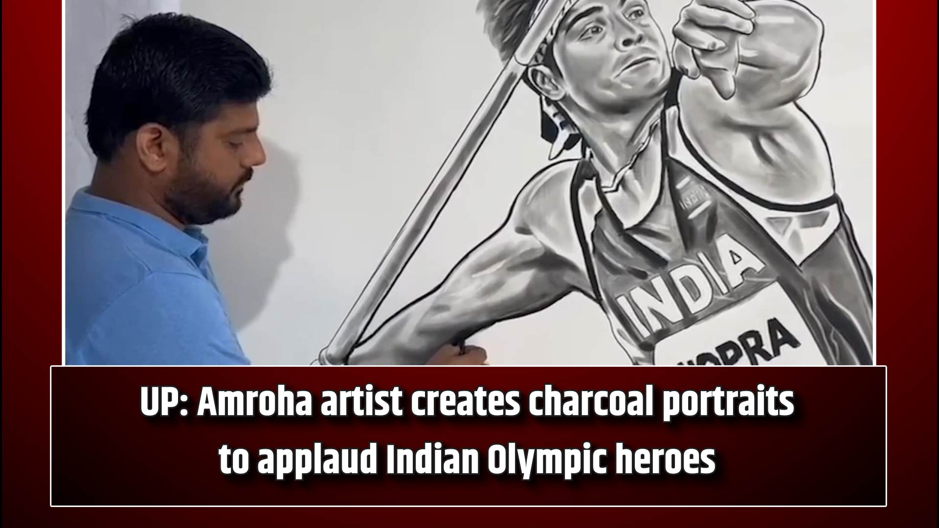 UP: Amroha artist creates charcoal portraits to applaud Indian Olympic heroes