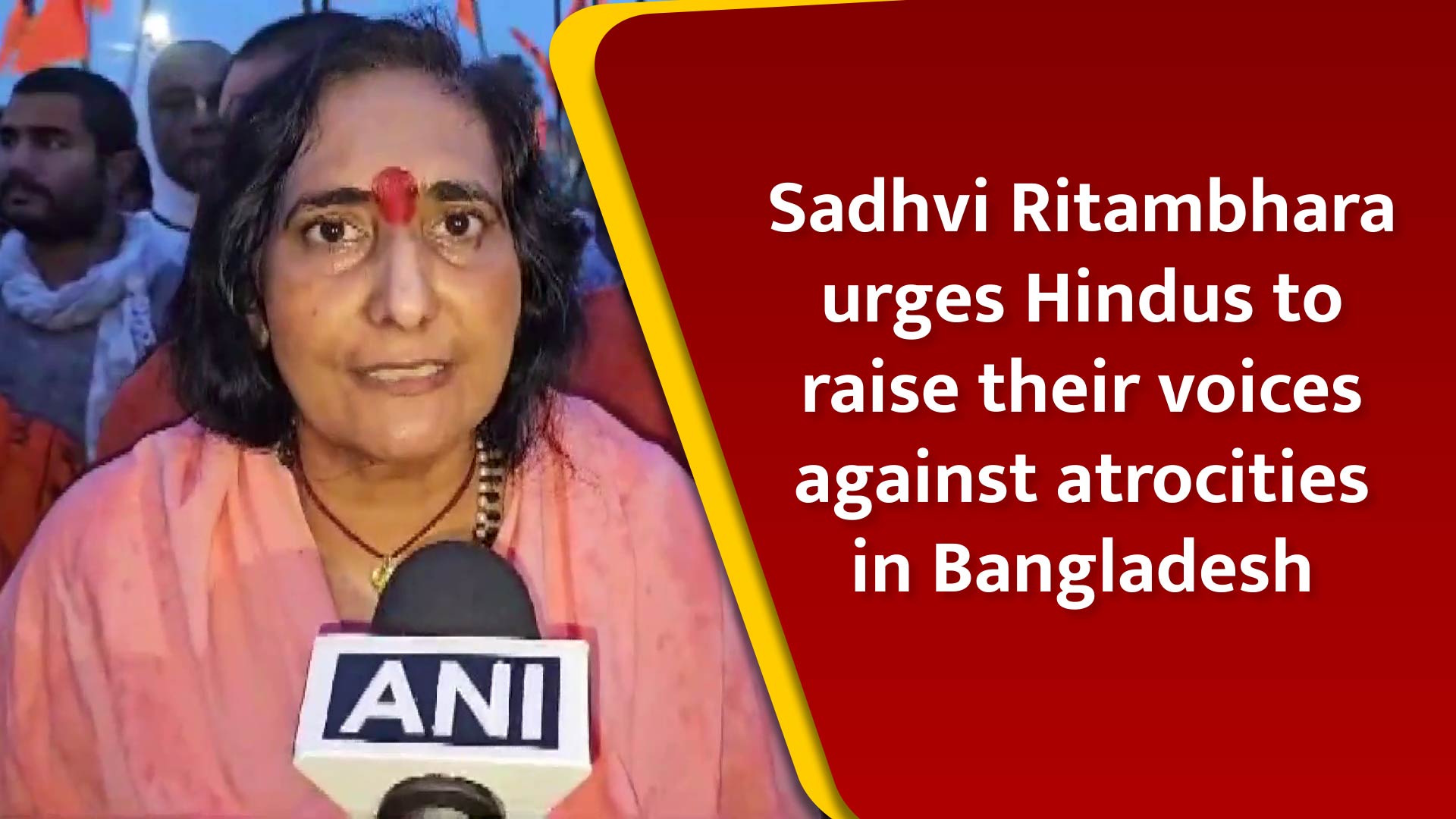 Sadhvi Ritambhara urges Hindus to raise their voices against atrocities in Bangladesh