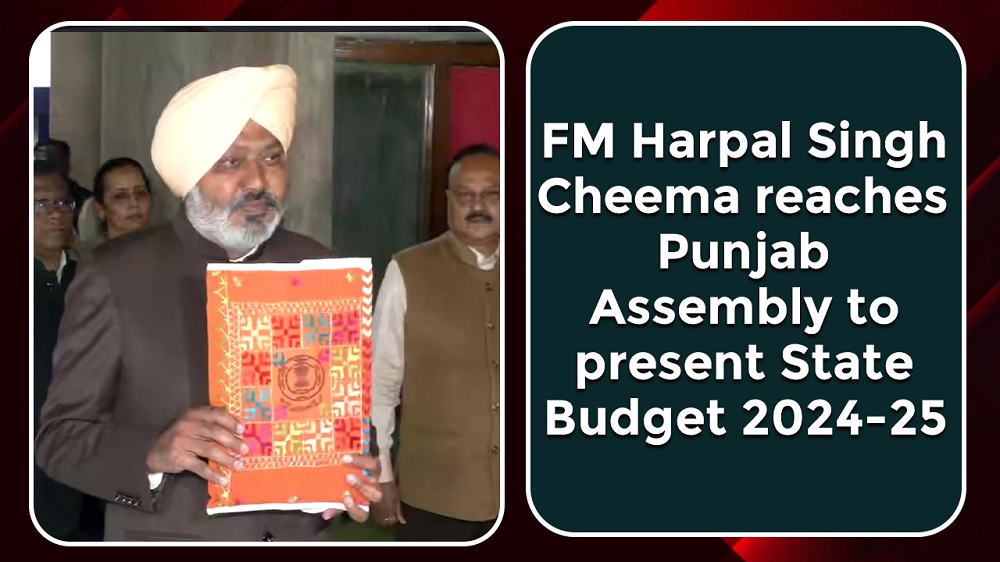 FM Harpal Singh Cheema reaches Punjab Assembly to present State Budget 2024-25