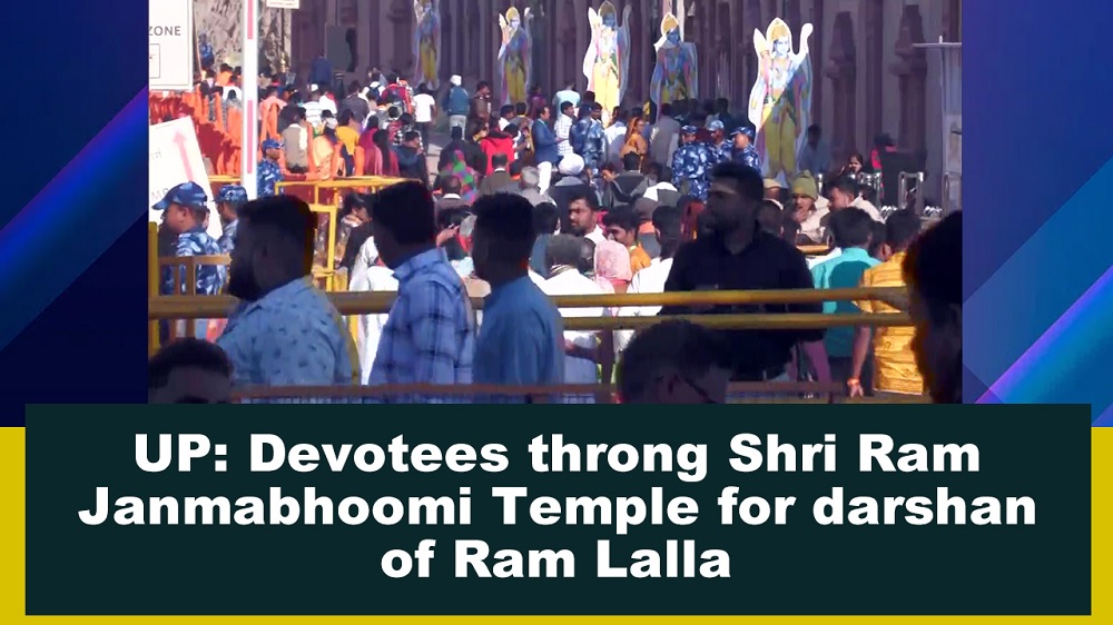 UP` Devotees throng Shri Ram Janmabhoomi Temple for darshan of Ram Lalla