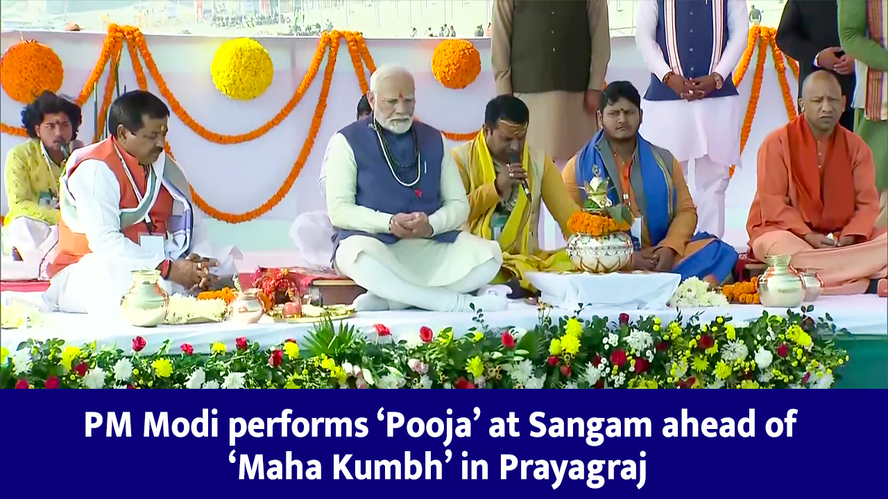 PM Narendra Modi performs `Pooja` at Sangam ahead of `Maha Kumbh` in Prayagraj