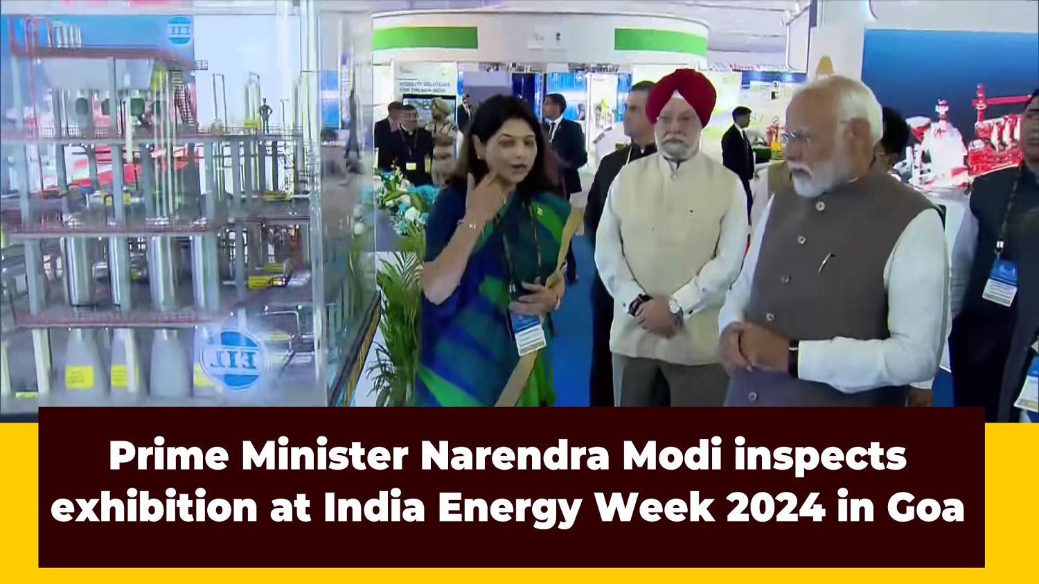 Prime Minister Narendra Modi inspects exhibition at India Energy Week 2024 in Goa
