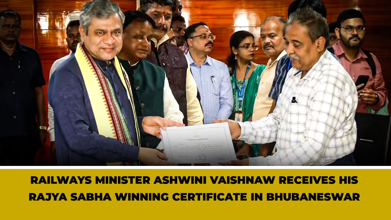Railways Minister Ashwini Vaishnaw receives his Rajya Sabha winning certificate in Bhubaneswar