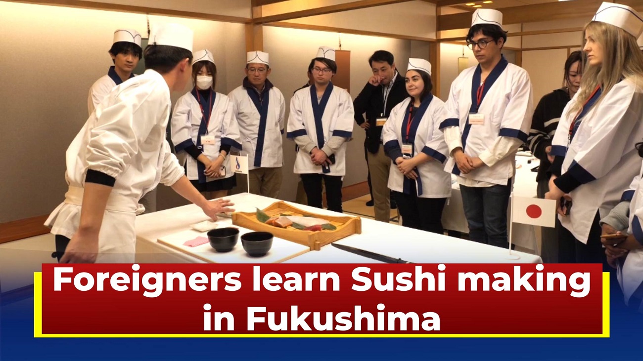 Foreigners learn Sushi making in Fukushima