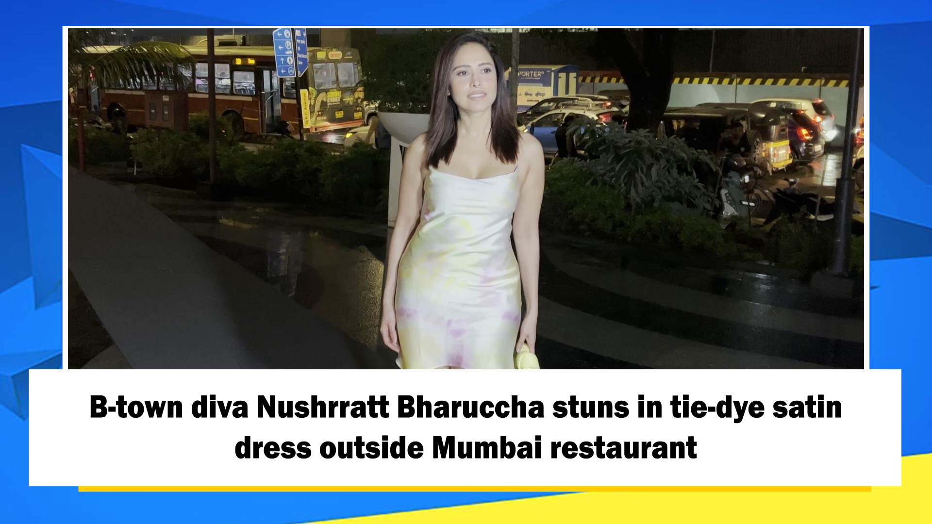 B-town diva Nushrratt Bharuccha stuns in tie-dye satin dress outside Mumbai restaurant