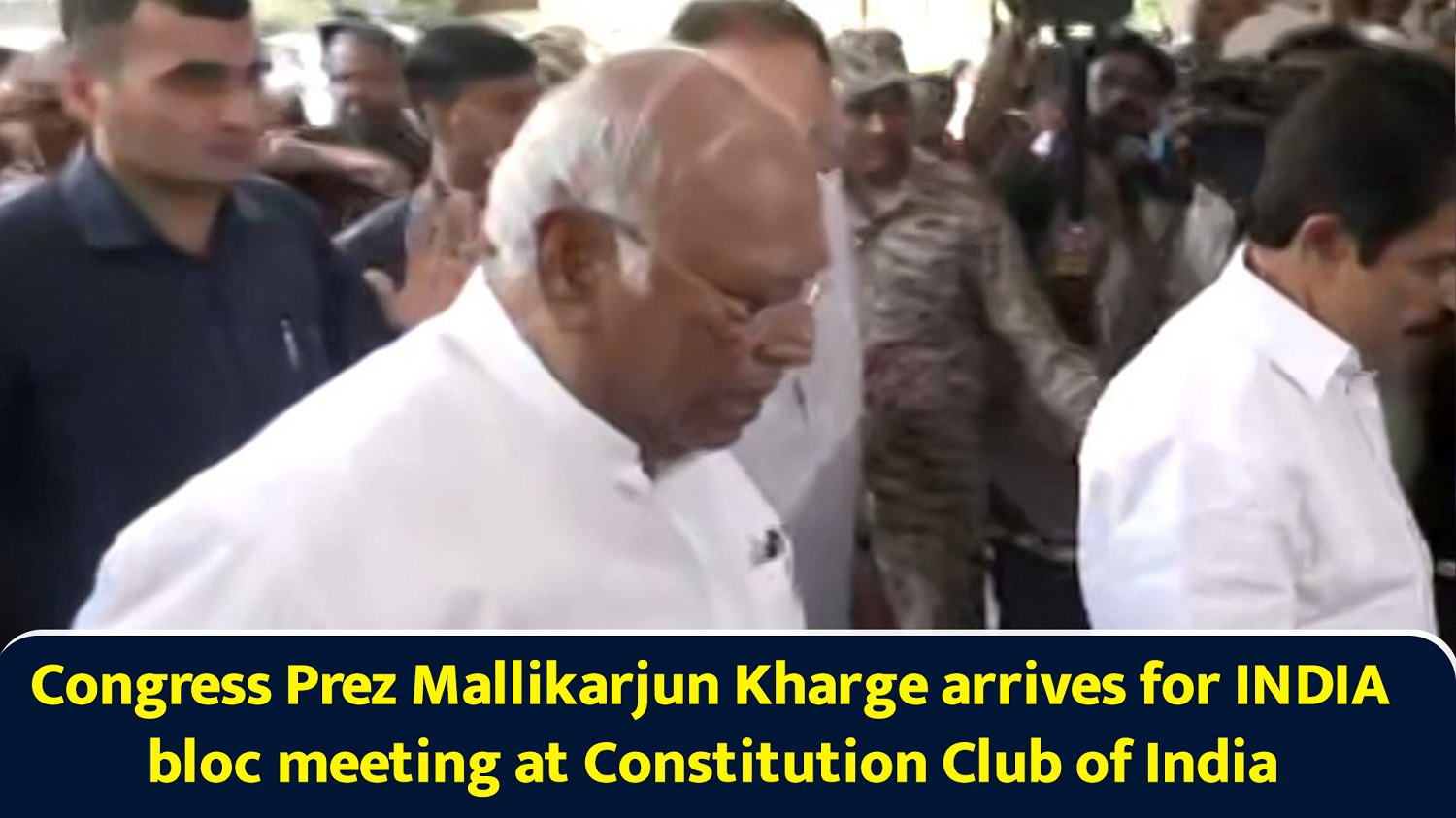 Congress Prez Mallikarjun Kharge arrives for INDIA bloc meeting at Constitution Club of India