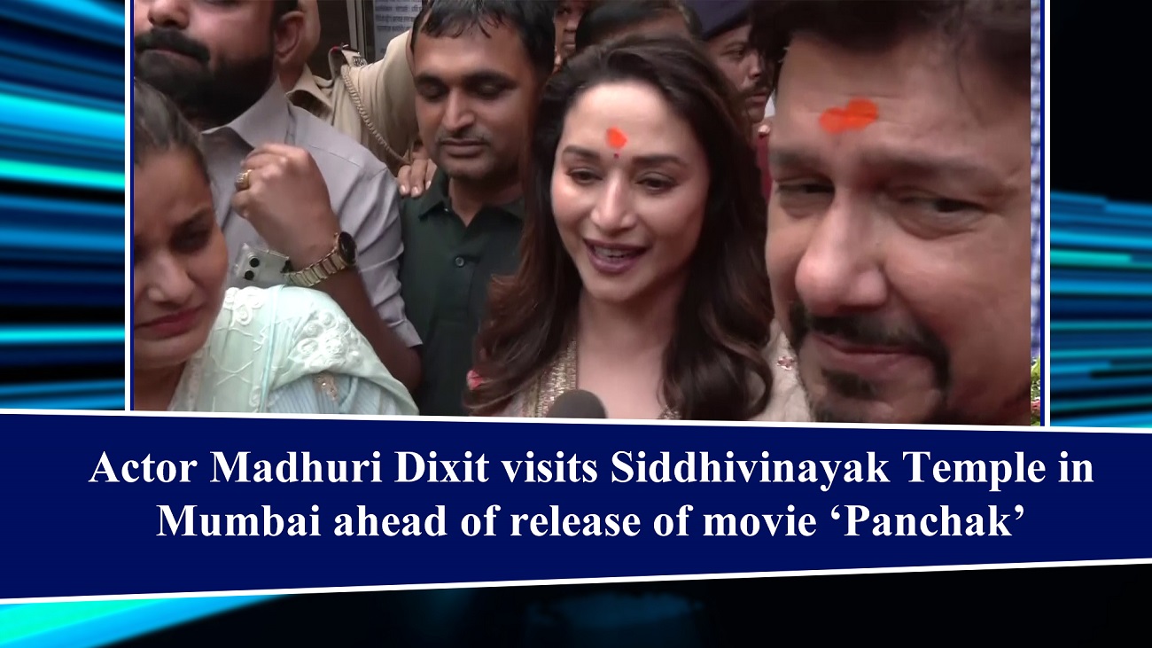 Actor Madhuri Dixit visits Siddhivinayak Temple in Mumbai ahead of release of movie `Panchak`