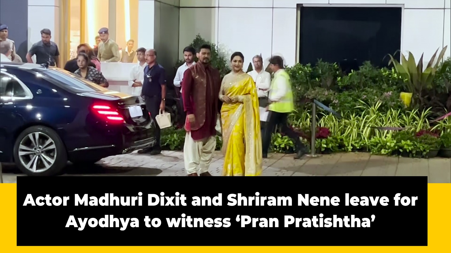 Actor Madhuri Dixit and Shriram Nene leave for Ayodhya to witness `Pran Pratishtha`