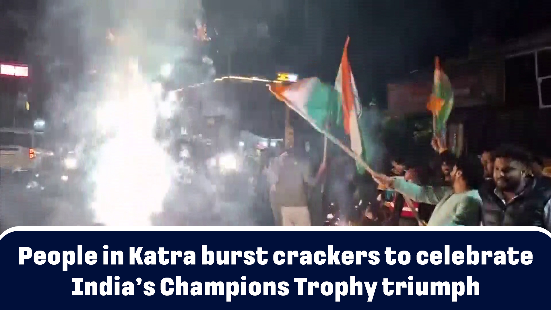 People in Katra burst crackers to celebrate Indias Champions Trophy triumph 