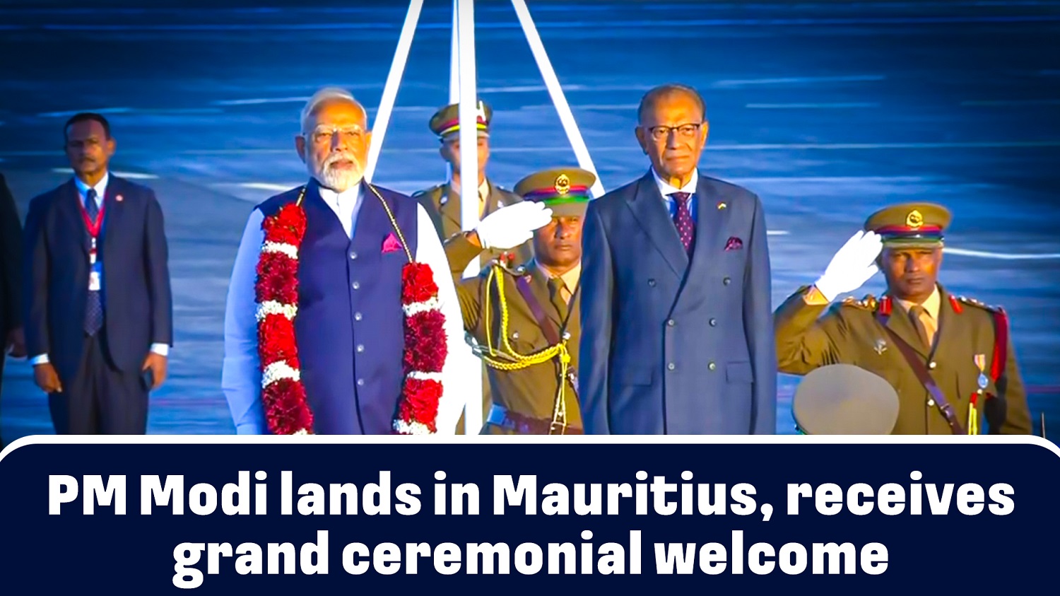 PM Narendra Modi lands in Mauritius, receives grand ceremonial welcome