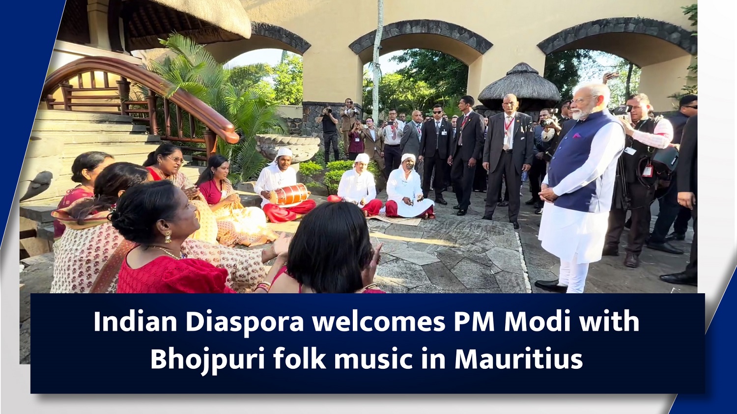 Indian Diaspora welcomes PM Modi with Bhojpuri folk music in Mauritius