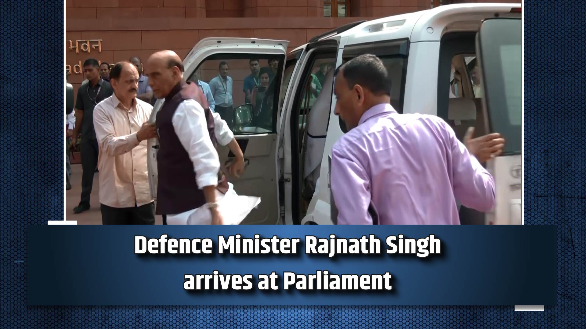 Defence Minister Rajnath Singh arrives at Parliament