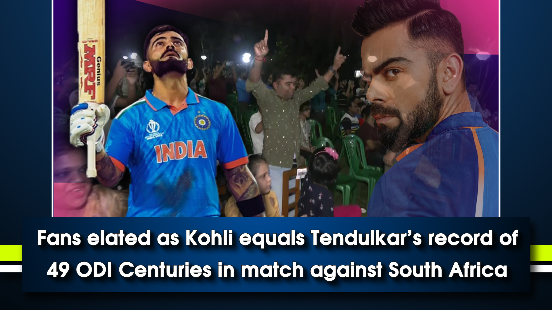 Fans elated as Kohli equals Tendulkar`s record of 49 ODI Centuries in match against South Africa