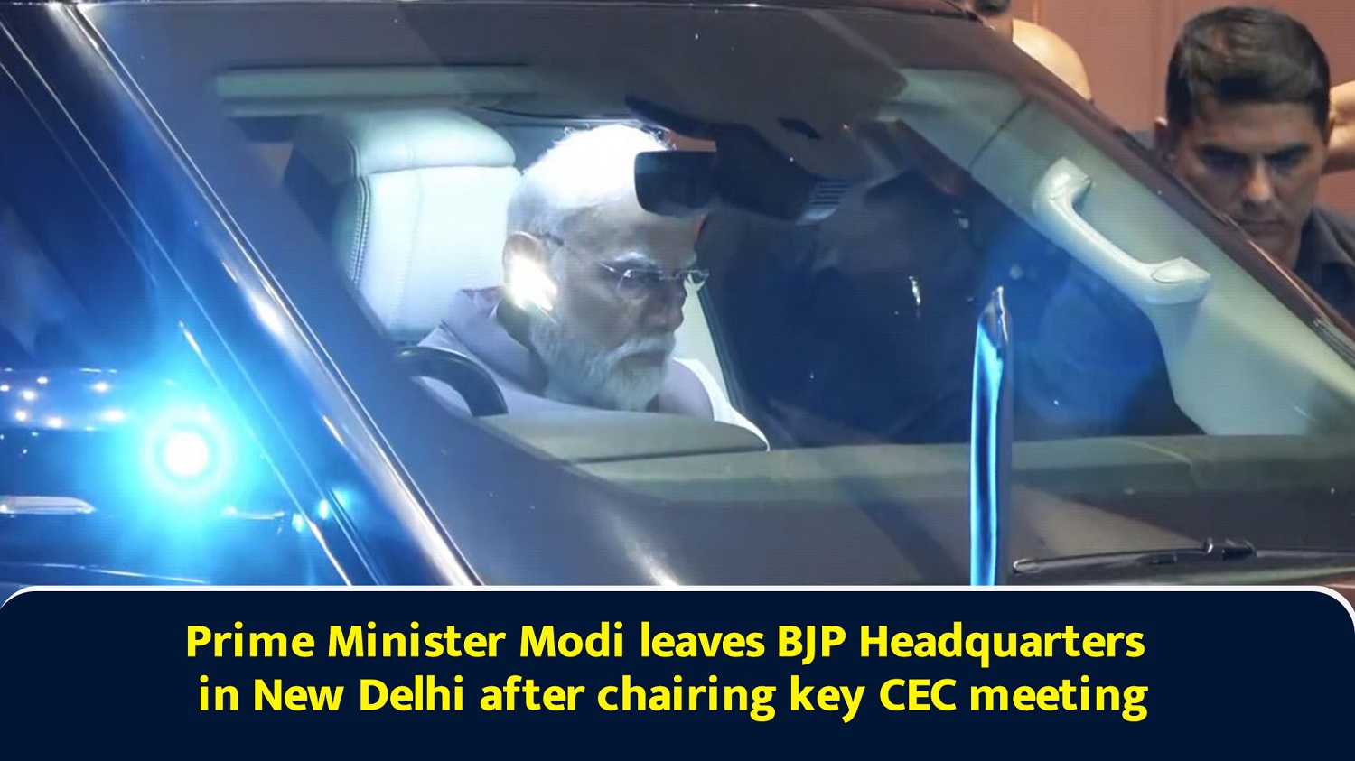 Prime Minister Modi leaves BJP Headquarters in New Delhi after chairing key CEC meeting