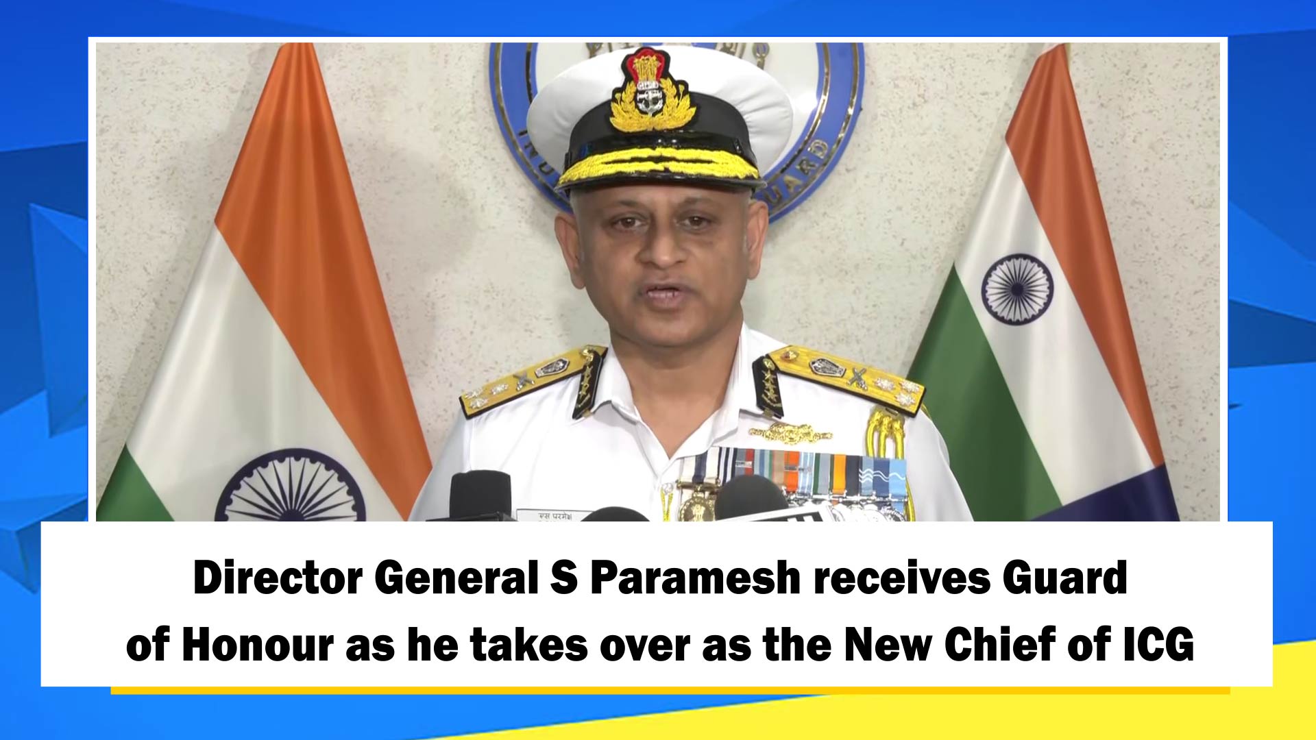 Director General S Paramesh receives Guard of Honour as he takes over as the new Chief of ICG