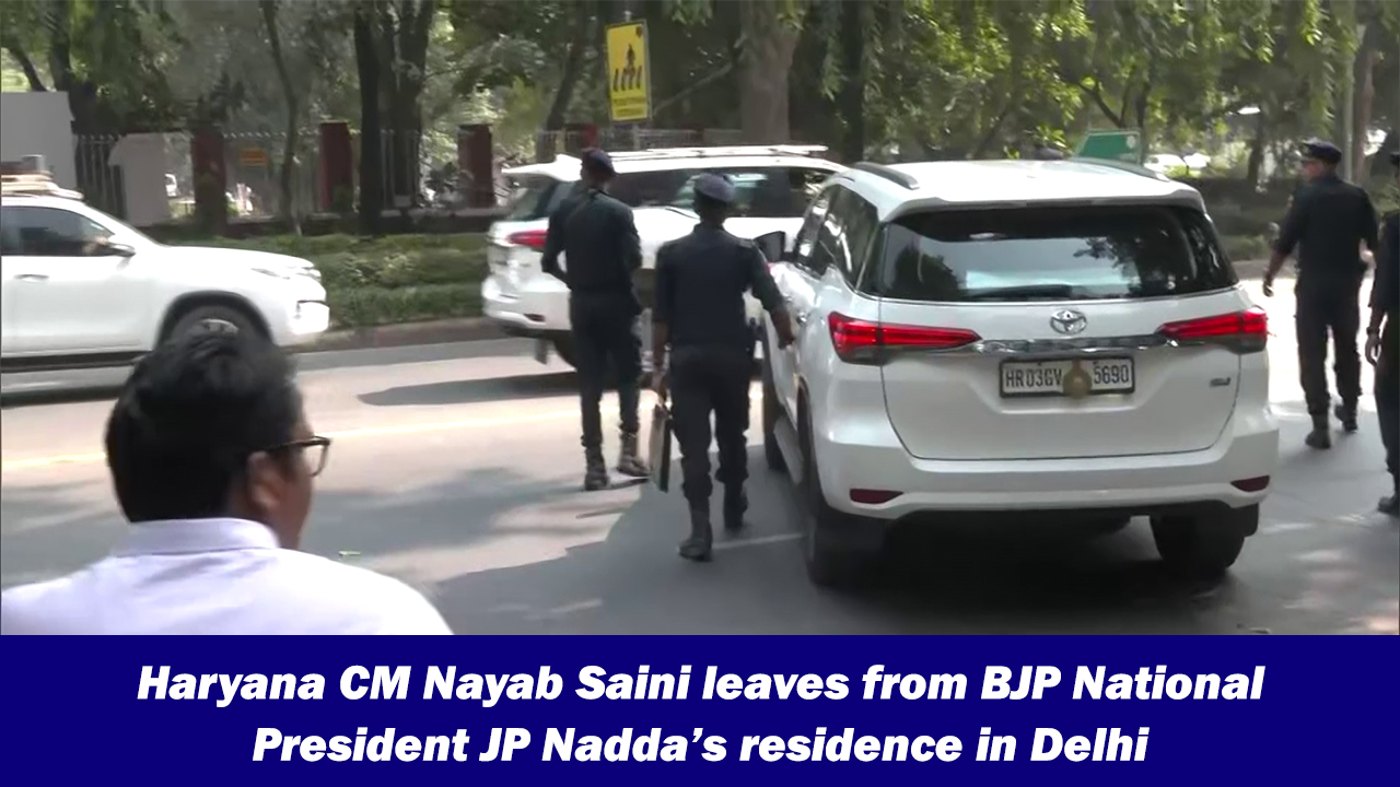 Haryana CM Nayab Saini leaves from BJP National President JP Nadda`s residence in Delhi