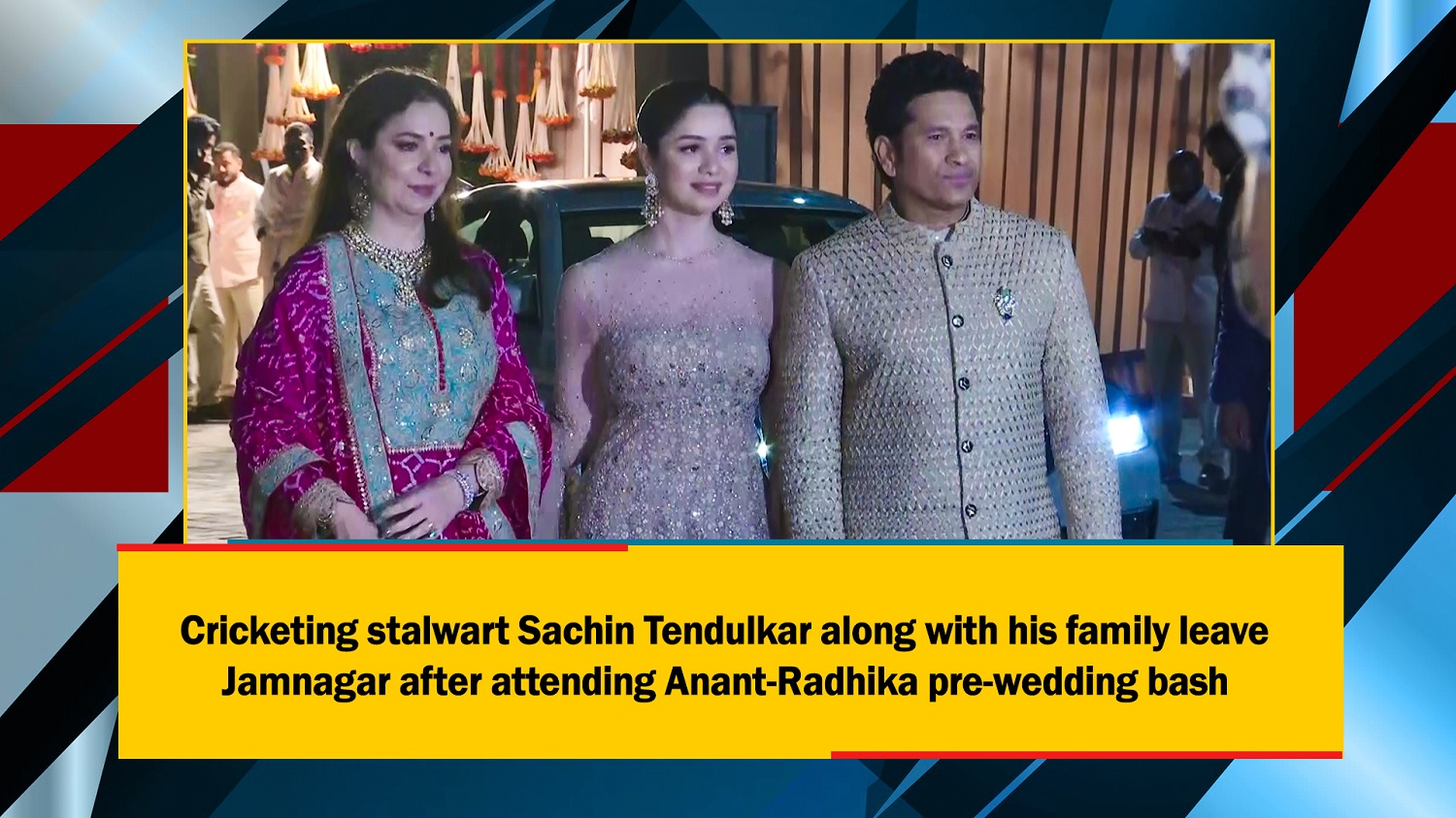 Cricketing stalwart Sachin Tendulkar along with his family leave Jamnagar after attending Anant-Radhika pre-wedding bash