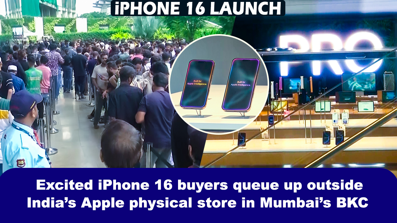 Excited iPhone 16 buyers queue up outside India`s Apple physical store in Mumbai`s BKC