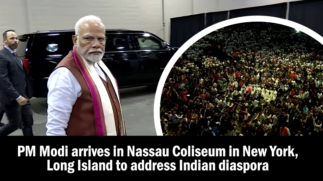 PM Narendra Modi arrives in Nassau Coliseum in New York, Long Island to address Indian diaspora