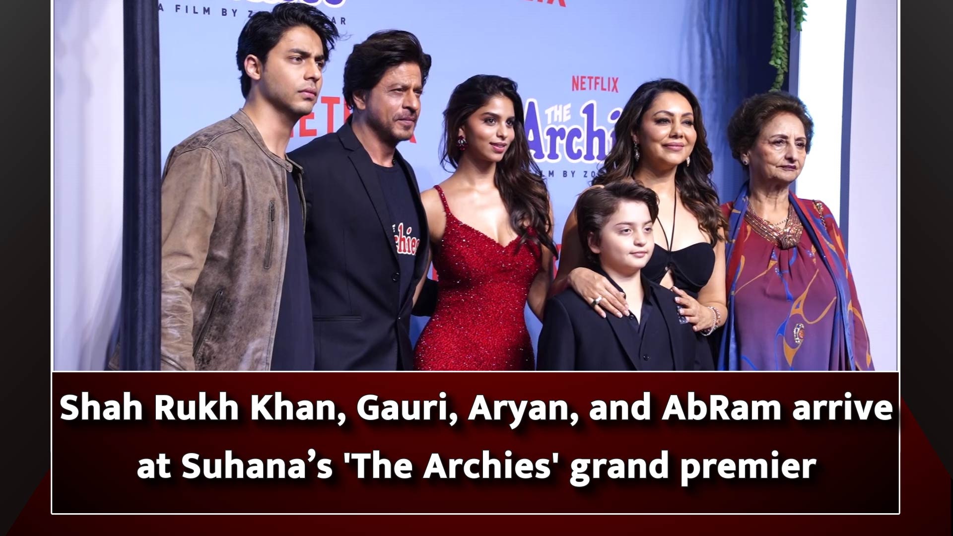 Shah Rukh Khan, Gauri, Aryan, and AbRam arrive at Suhana`s `The Archies` grand premier